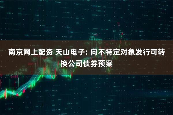 南京网上配资 天山电子: 向不特定对象发行可转换公司债券预案
